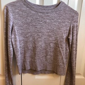 Live Love Dream scoop neck Brown heathered cropped long sleeve sweater size XS